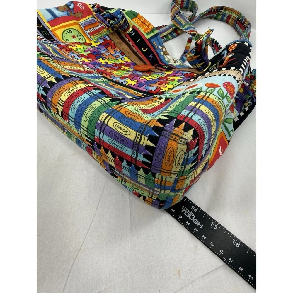 Vintage Teacher Tote Bag ABC Crayon School Theme Cotton Canvas 13.5x10.5 Exc Con - Picture 16 of 16